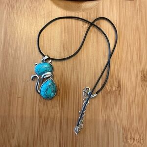 Choose your color!  Stone Cat Pendant Necklace, 23” total length, pendant 2”.